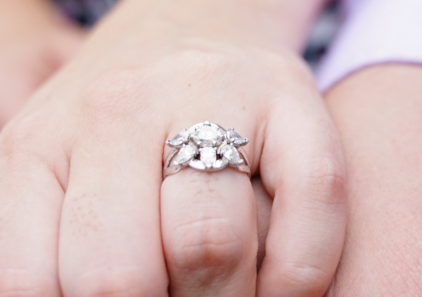 Picture of custom made ring on a finger